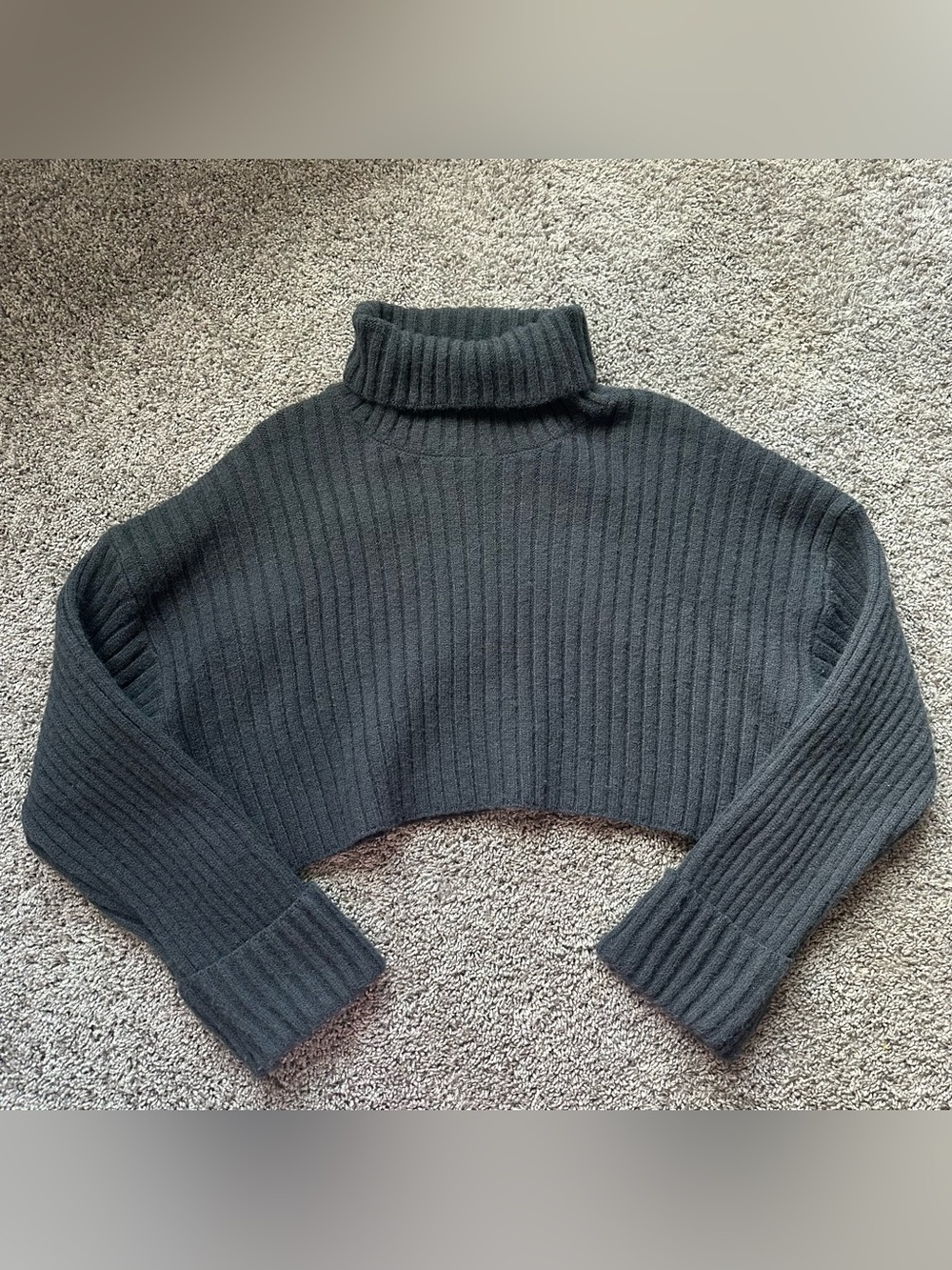 Adika Black Ribbed Cropped Turtleneck Sweater